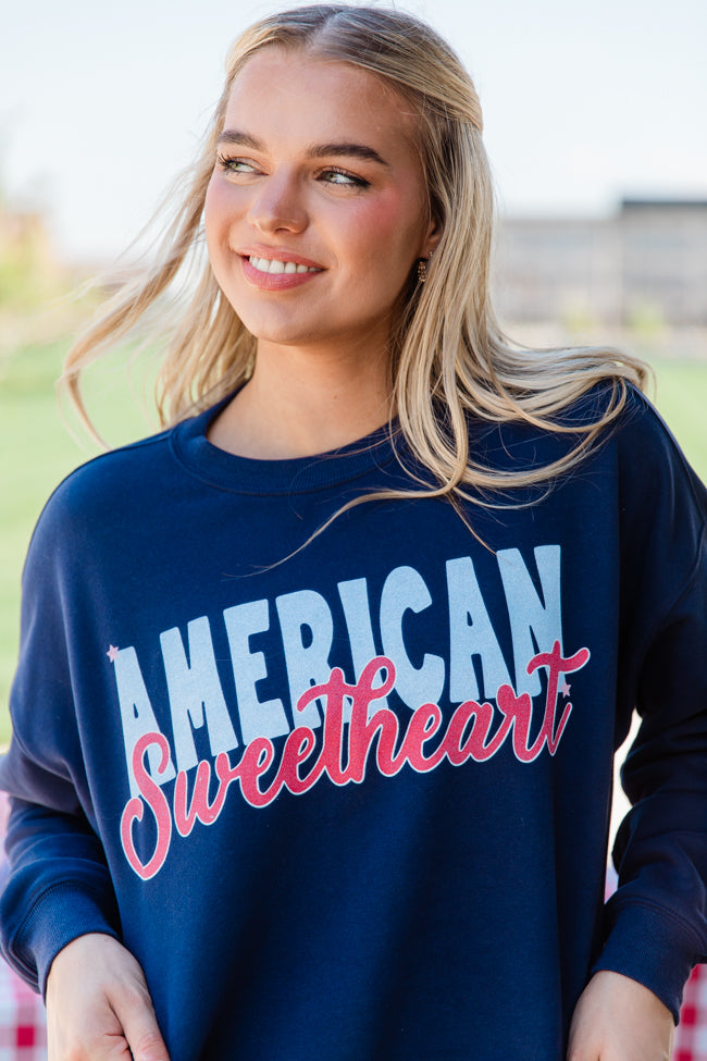 American Sweetheart Navy Oversized Graphic Sweatshirt