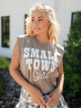 Small Town Girl Faded Brown Muscle Graphic Tank