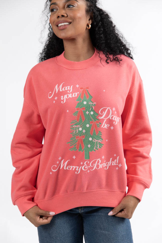 May Your Days Be Merry And Bright Gumdrop Red Graphic Sweatshirt  DOORBUSTER