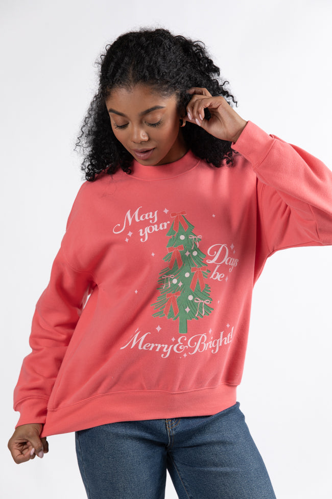 May Your Days Be Merry And Bright Gumdrop Red Graphic Sweatshirt  DOORBUSTER