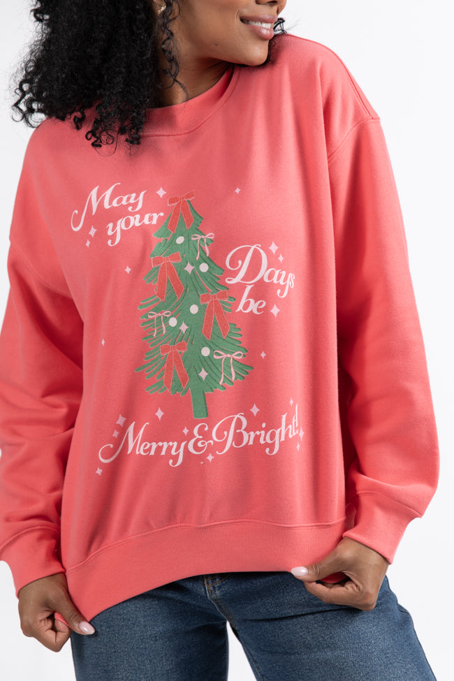 May Your Days Be Merry And Bright Gumdrop Red Graphic Sweatshirt  DOORBUSTER