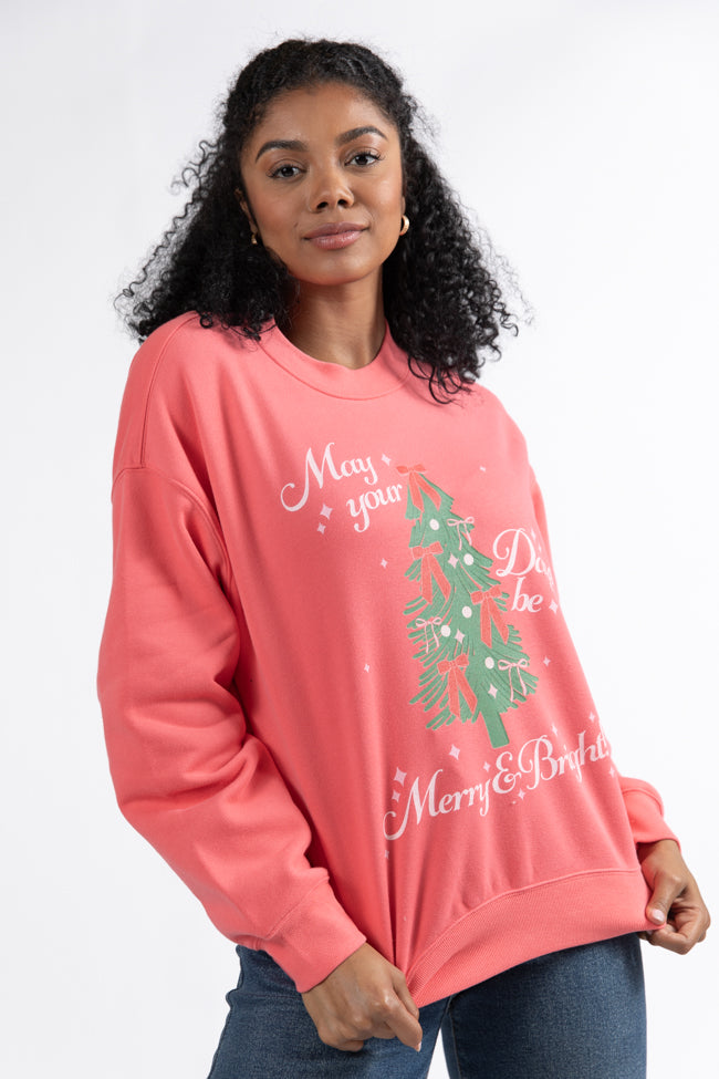 May Your Days Be Merry And Bright Gumdrop Red Graphic Sweatshirt  DOORBUSTER