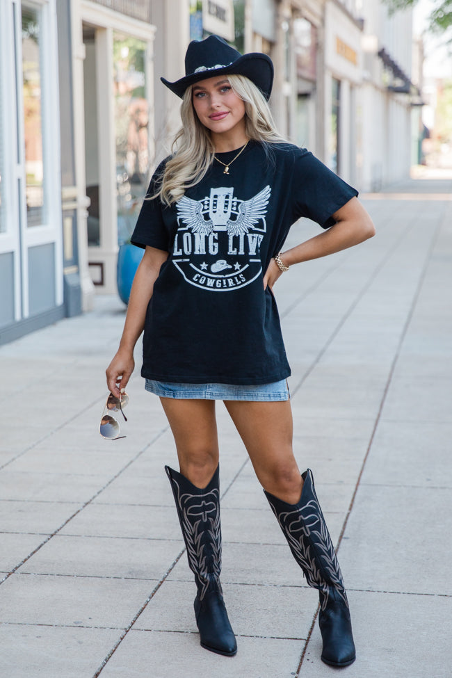 Long Live Cowgirls Black Oversized Graphic Tee