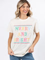 Merry And Bright Cream Oversized Graphic Tee