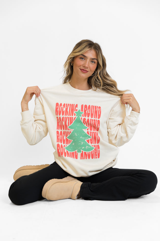 Rocking Around Christmas Cream Oversized Graphic Sweatshirt DOORBUSTER