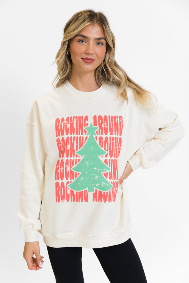 Rocking Around Christmas Cream Oversized Graphic Sweatshirt DOORBUSTER