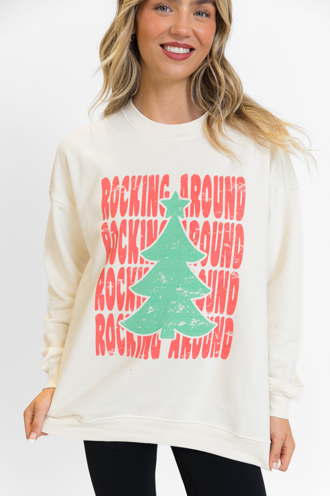 Rocking Around Christmas Cream Oversized Graphic Sweatshirt DOORBUSTER