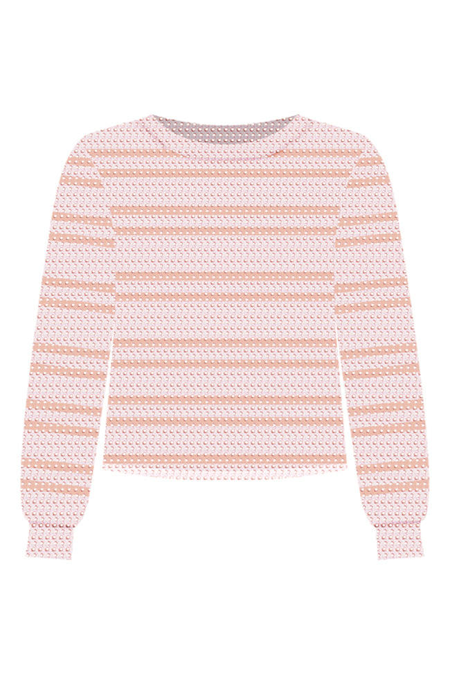 A Casual Crush Pink Striped Open Knit Sweater