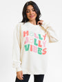 Holly Jolly Vibes Cream Oversized Graphic Sweatshirt