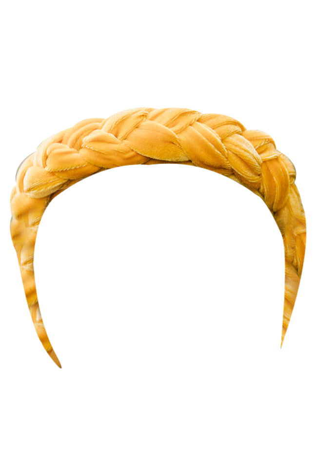 A Different Tale Mustard Velvet Braided Headband FINAL SALE