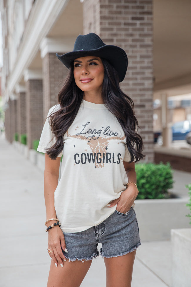 Long Live Cowgirls Ivory Comfort Color Graphic Tee Holley Gabrielle x Pink Lily