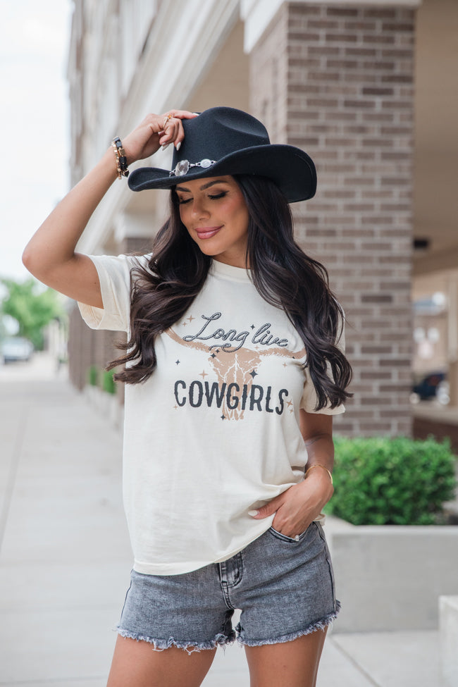 Long Live Cowgirls Ivory Comfort Color Graphic Tee Holley Gabrielle x Pink Lily