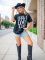 Live A Little Love Alot Black Oversized Graphic Tee