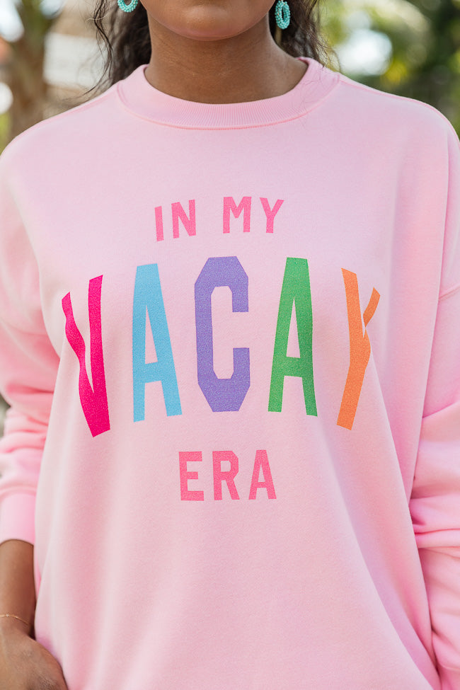 In My Vacay Era Light Pink Oversized Graphic Sweatshirt
