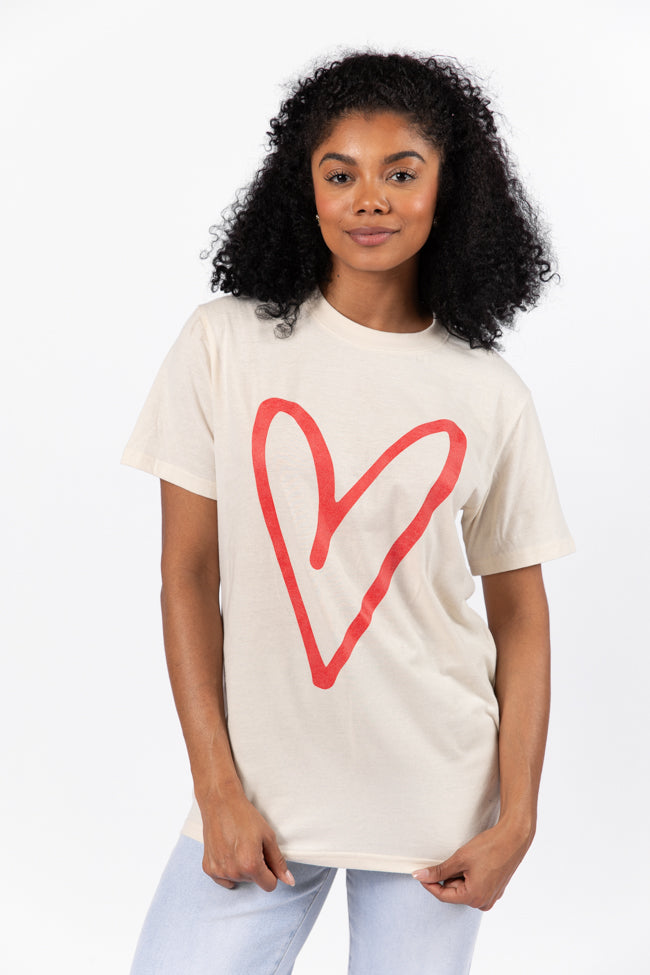 Heart Sketch Ivory Comfort Color Graphic Tee