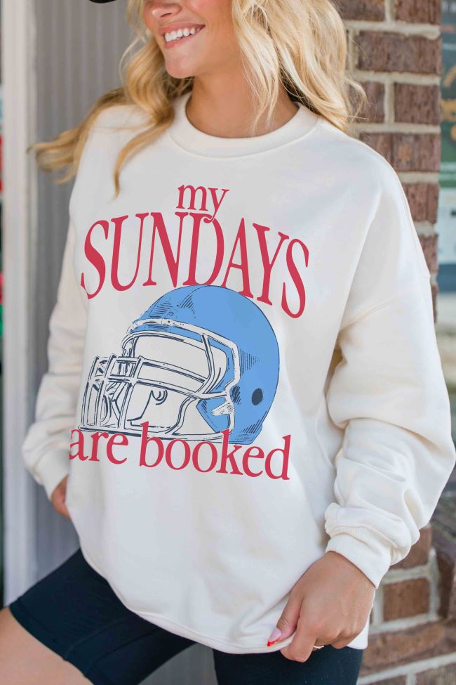 My Sundays Are Booked Cream Oversized Graphic Sweatshirt