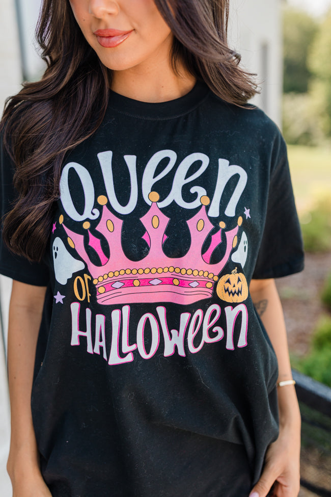 Queen Of Halloween Black Oversized Graphic Tee