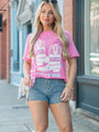 Yee Haw State Of Mind Hot Pink Oversized Graphic Tee