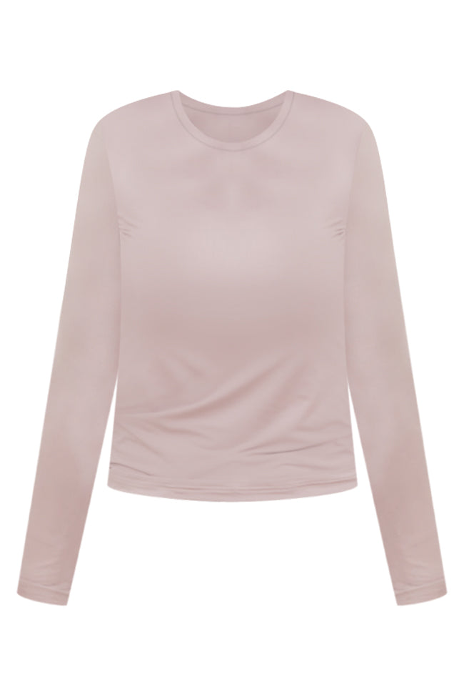 A Lovely Life Taupe Fitted Long Sleeve Layering Tee
