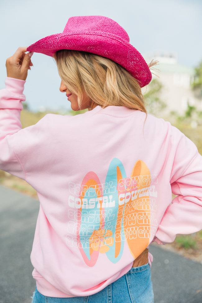 Coastal Cowgirl Repeat Light Pink Oversized Graphic Sweatshirt
