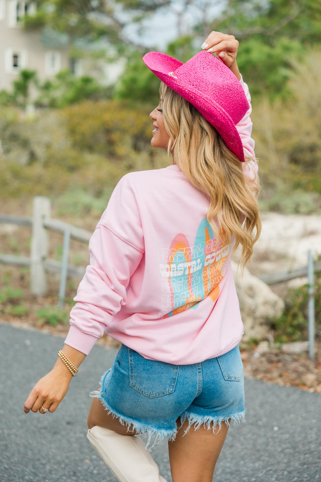 Coastal Cowgirl Repeat Light Pink Oversized Graphic Sweatshirt