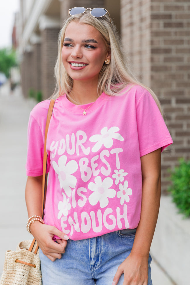 Best Is Enough Hot Pink Oversized Graphic Tee DOORBUSTER