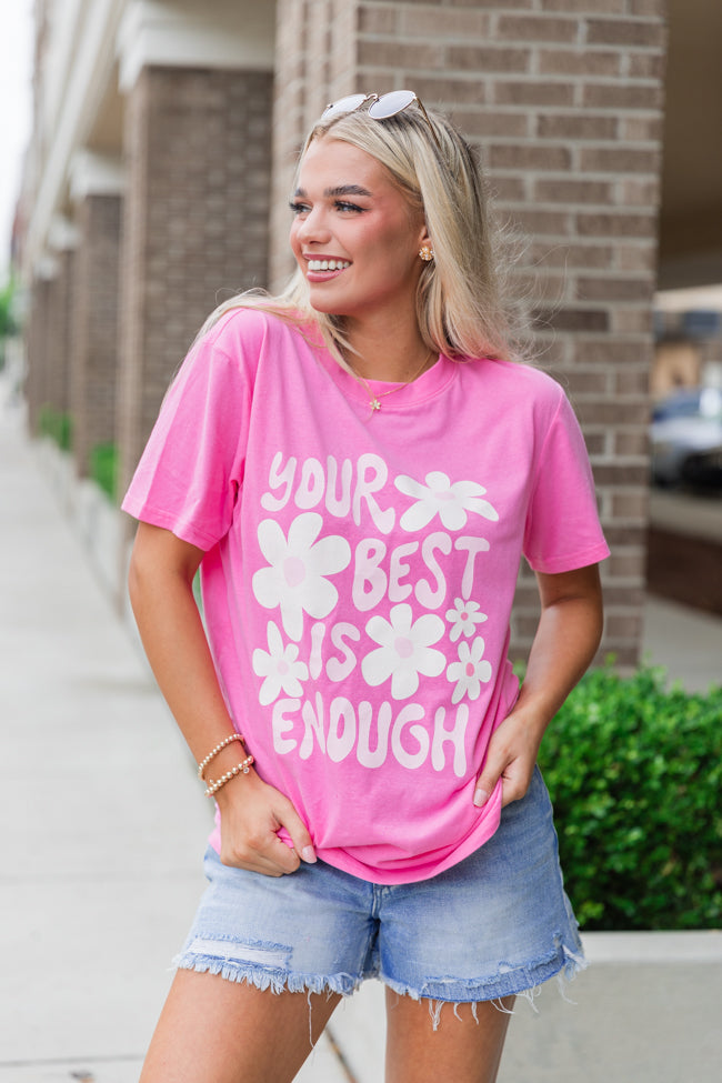 Best Is Enough Hot Pink Oversized Graphic Tee DOORBUSTER