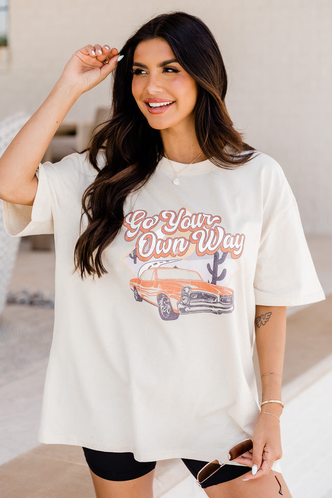 Go your Own Way Ivory Comfort Color Graphic Tee