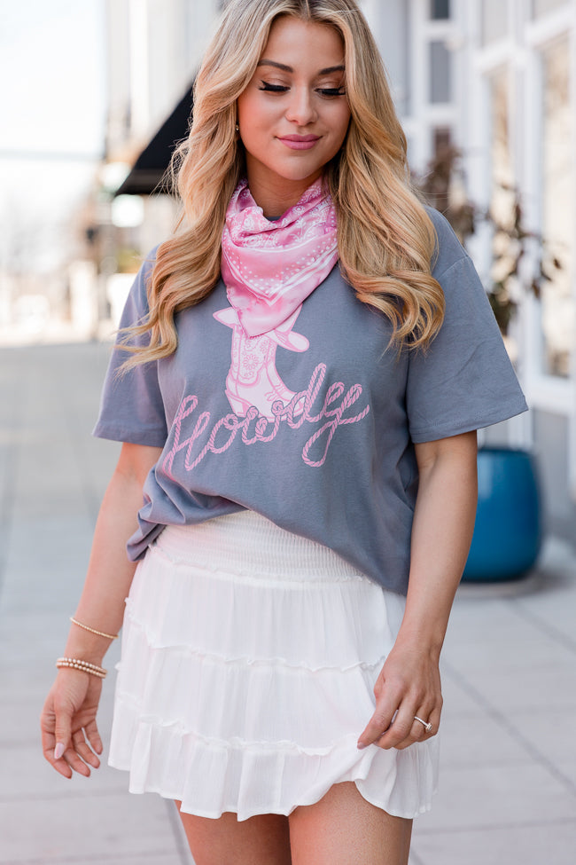 Howdy Cowgirl Grey Oversized Graphic Tee