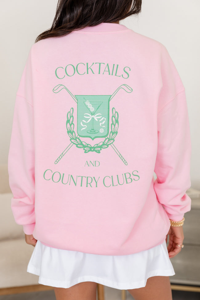 Cocktails And Country Clubs Light Pink Oversized Graphic Sweatshirt