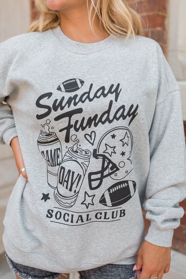 Sunday Funday Light Grey Oversized Graphic Sweatshirt – Pink Lily