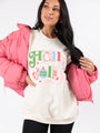 Holly Jolly Cream Oversized Graphic Sweatshirt