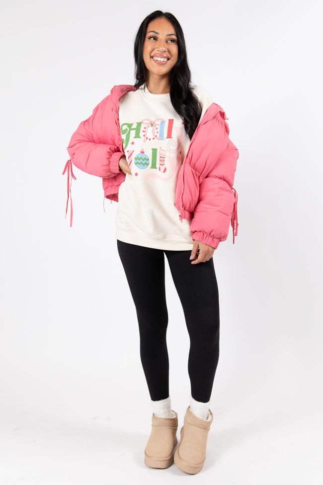 Holly Jolly Cream Oversized Graphic Sweatshirt