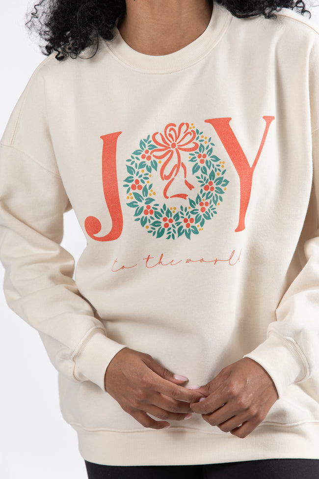 Joy To The World Sweet Cream Oversized Graphic Sweatshirt Macy Blackwell X Pink Lily