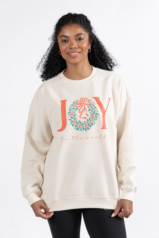 Joy To The World Sweet Cream Oversized Graphic Sweatshirt Macy Blackwell X Pink Lily