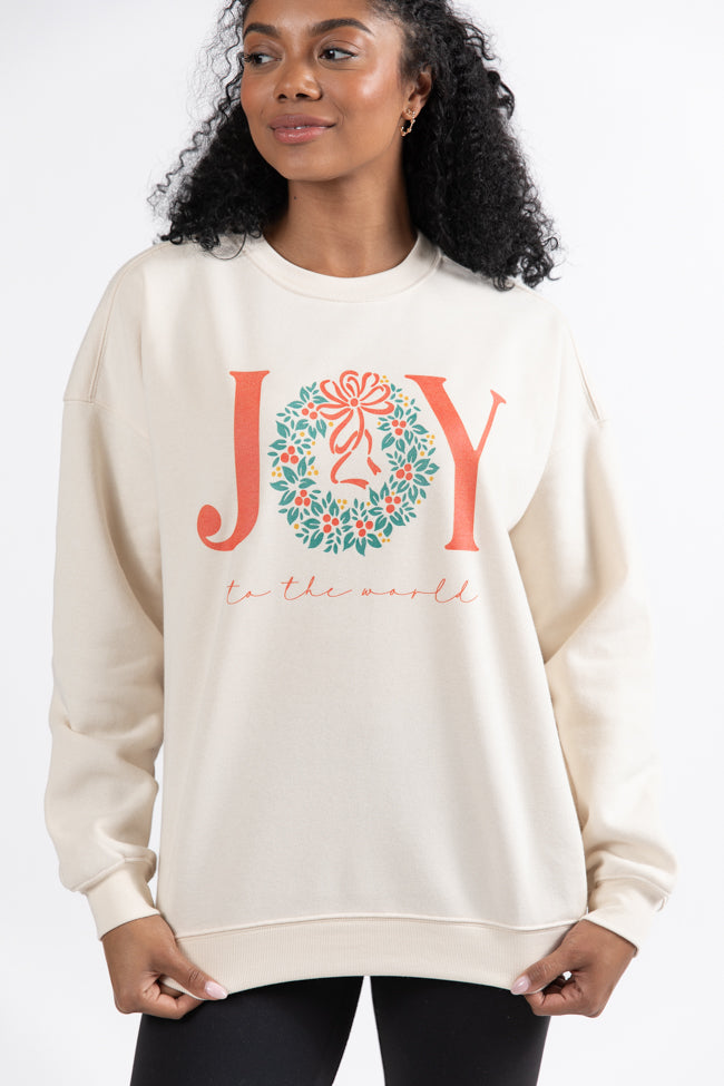 Joy To The World Sweet Cream Oversized Graphic Sweatshirt Macy Blackwell X Pink Lily