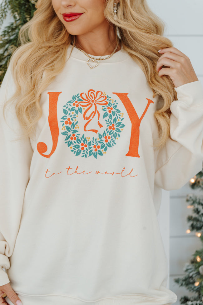 Joy To The World Sweet Cream Oversized Graphic Sweatshirt Macy Blackwell X Pink Lily