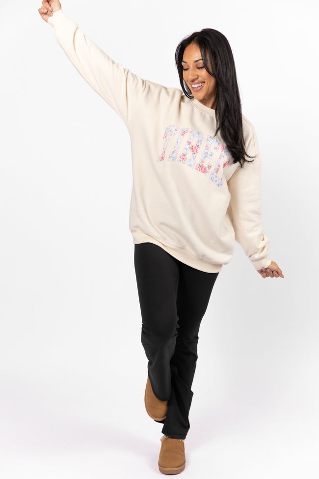 Tired Cream Oversized Graphic Sweatshirt DOORBUSTER