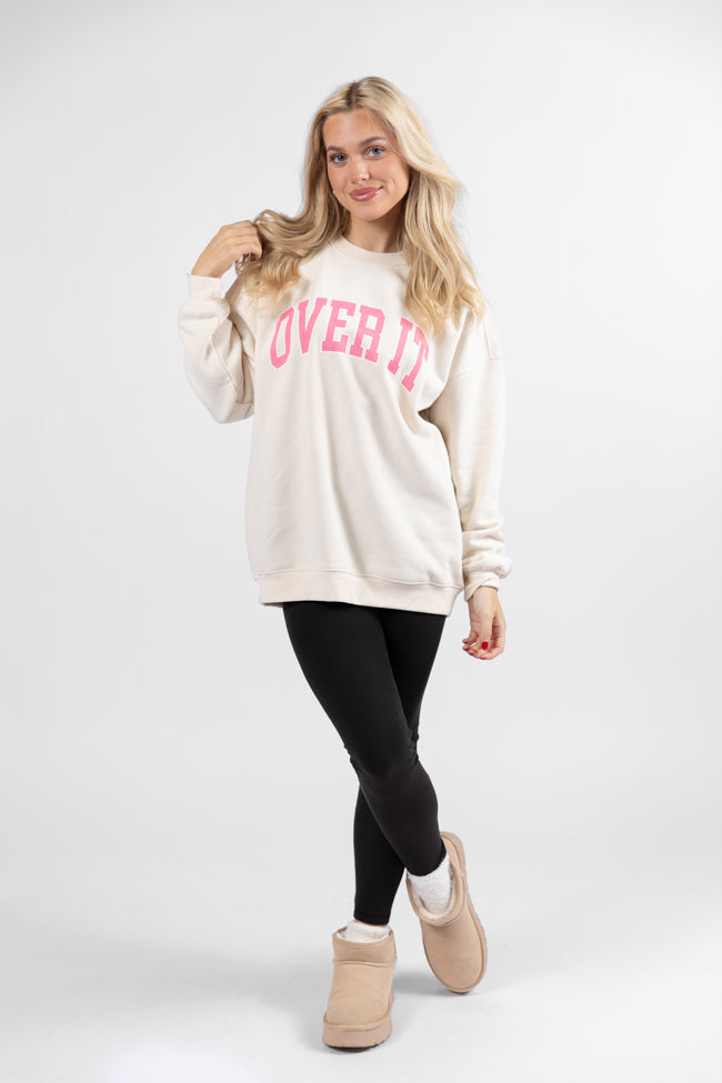 Over It Cream Oversized Graphic Sweatshirt DOORBUSTER- Coming Soon