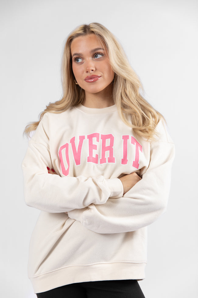 Over It Cream Oversized Graphic Sweatshirt DOORBUSTER- Coming Soon