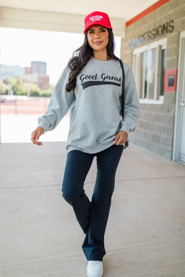 Good Game Light Grey Oversized Graphic Sweatshirt