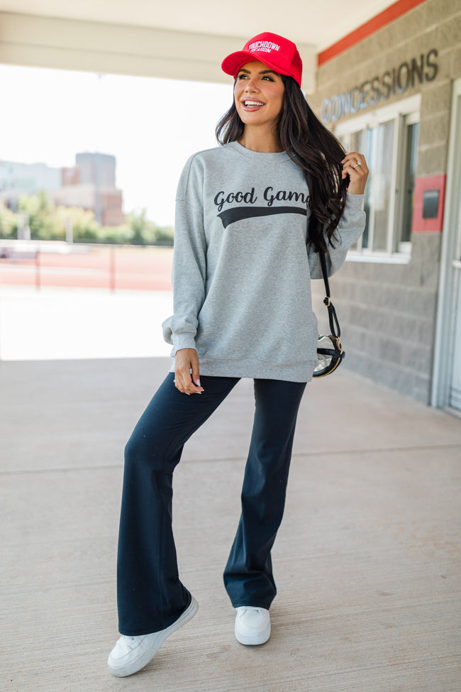 Good Game Light Grey Oversized Graphic Sweatshirt