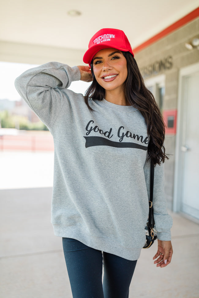 Good Game Light Grey Oversized Graphic Sweatshirt