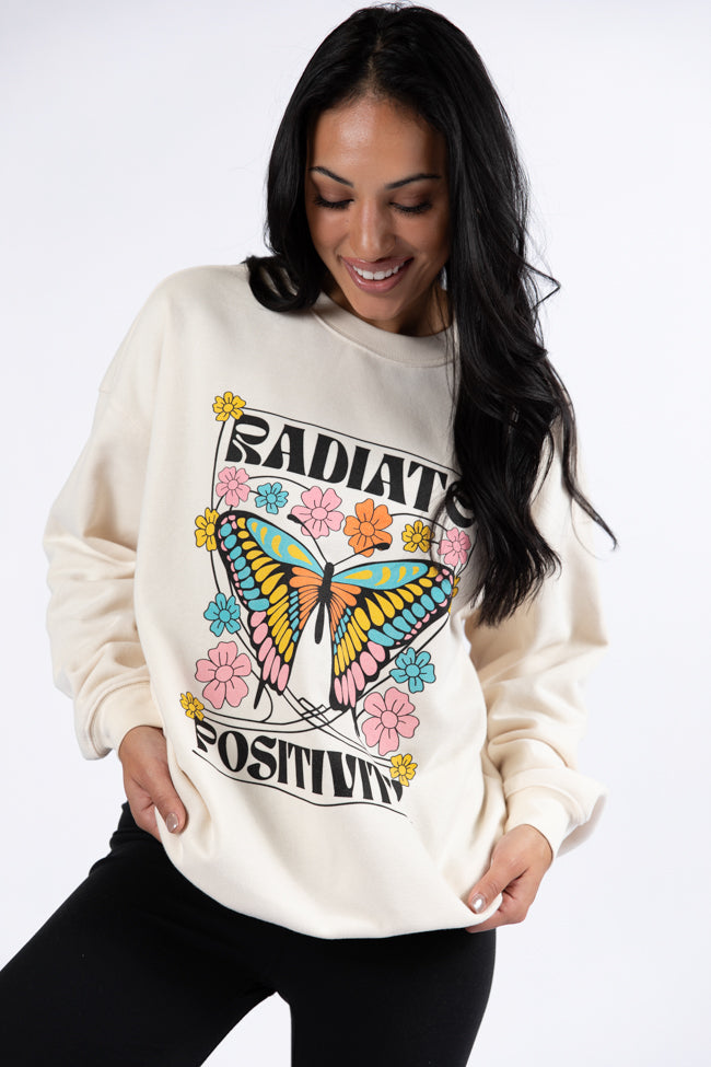 Radiate Positivity Cream Oversized Graphic Sweatshirt DOORBUSTER