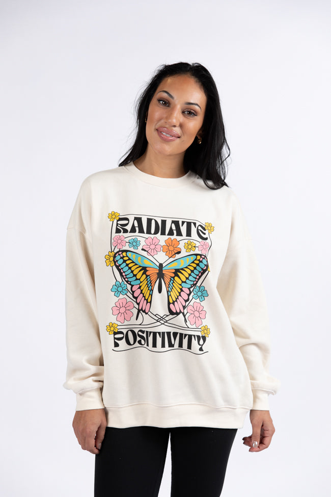 Radiate Positivity Cream Oversized Graphic Sweatshirt DOORBUSTER