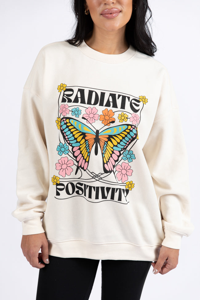 Radiate Positivity Cream Oversized Graphic Sweatshirt DOORBUSTER