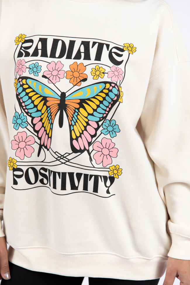 Radiate Positivity Cream Oversized Graphic Sweatshirt DOORBUSTER