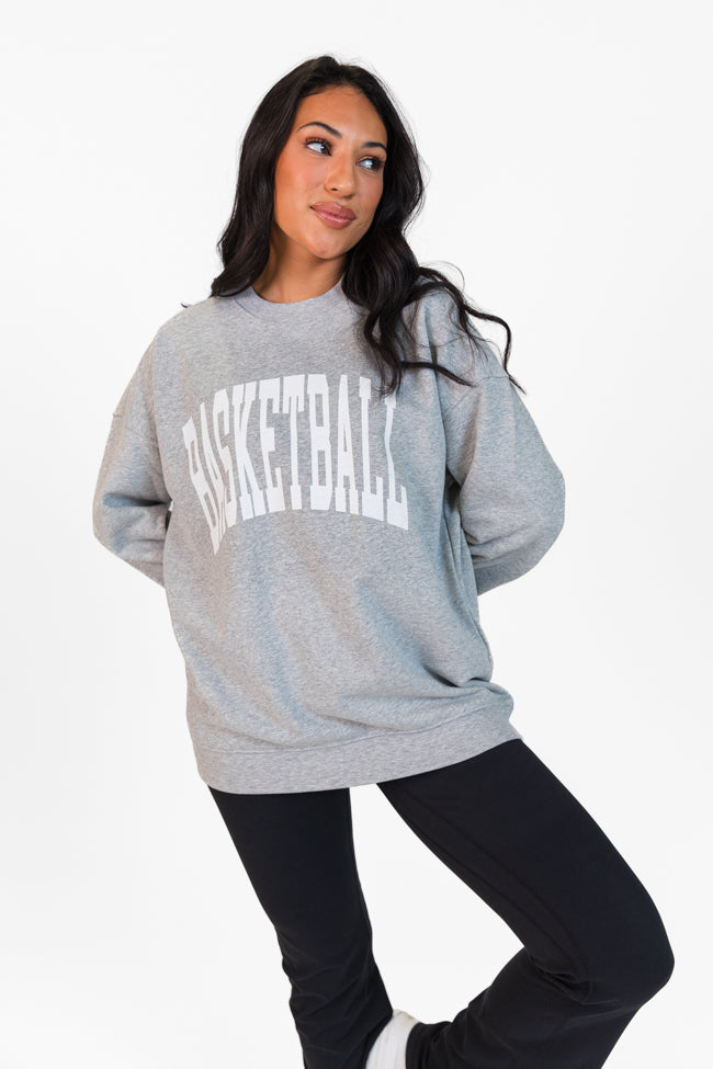 Basketball Block Light Grey Oversized Graphic Sweatshirt