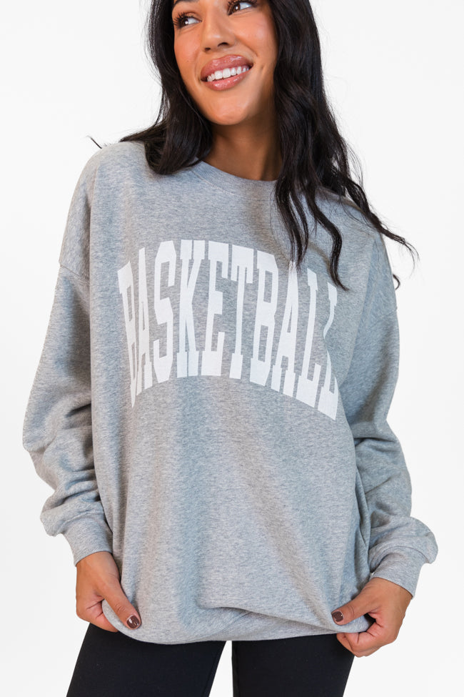 Basketball Block Light Grey Oversized Graphic Sweatshirt