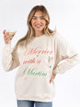 Merrier With A Martini Cream Oversized Graphic Sweatshirt DOORBUSTER